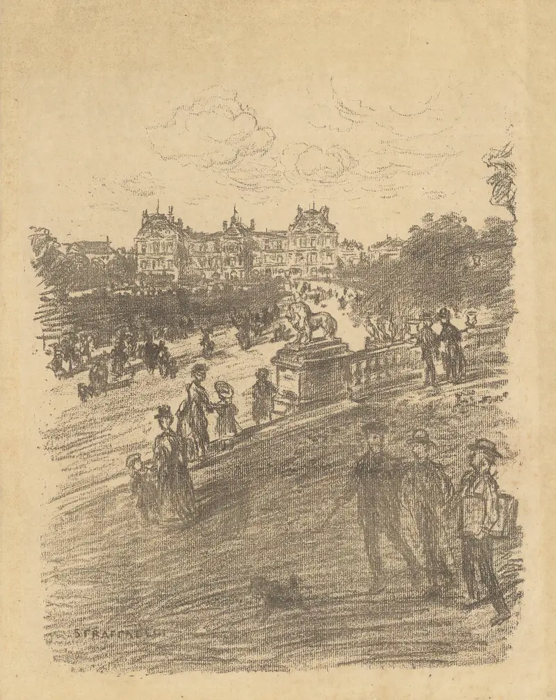 Le jardin du Luxembourg by Jean François Raffaëlli, oil on canvas, depicting a serene garden path.