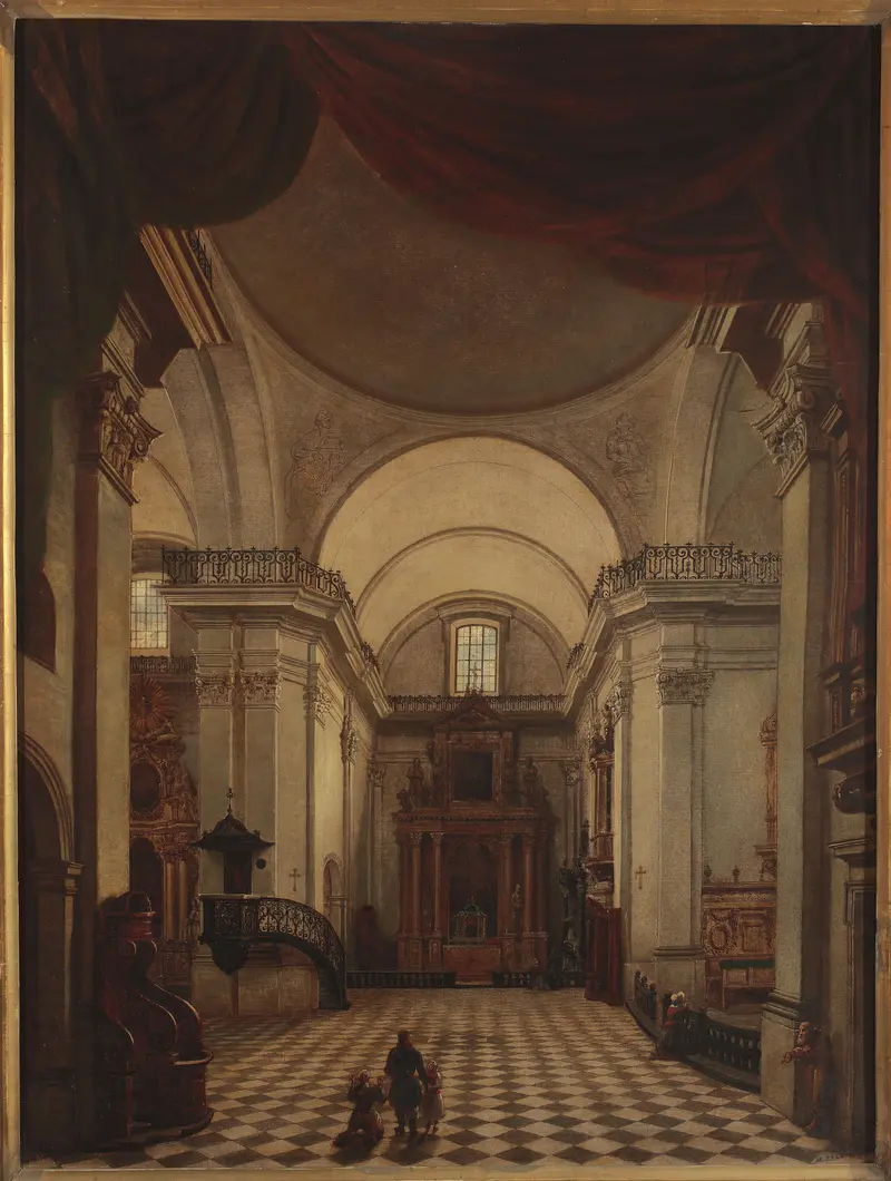 Interior of the Holy Cross Church in Warsaw, oil on canvas by Marcin Zaleski