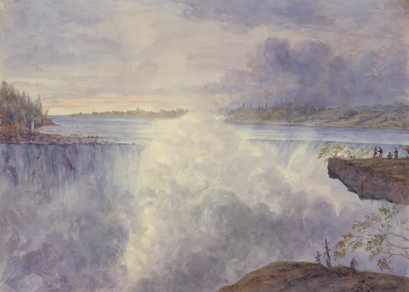 Grand Falls at Niagara by Michael Seymour, oil on canvas depicting a rushing waterfall.
