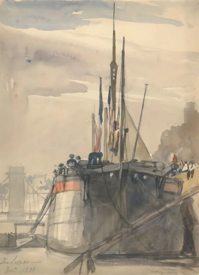 Landscape of Paris at dusk, oil painting by William Callow