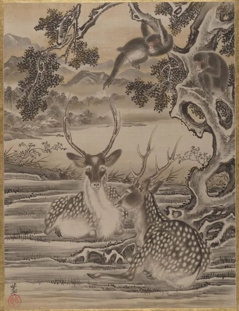 Deer and Monkeys by Kawanabe Kyôsai