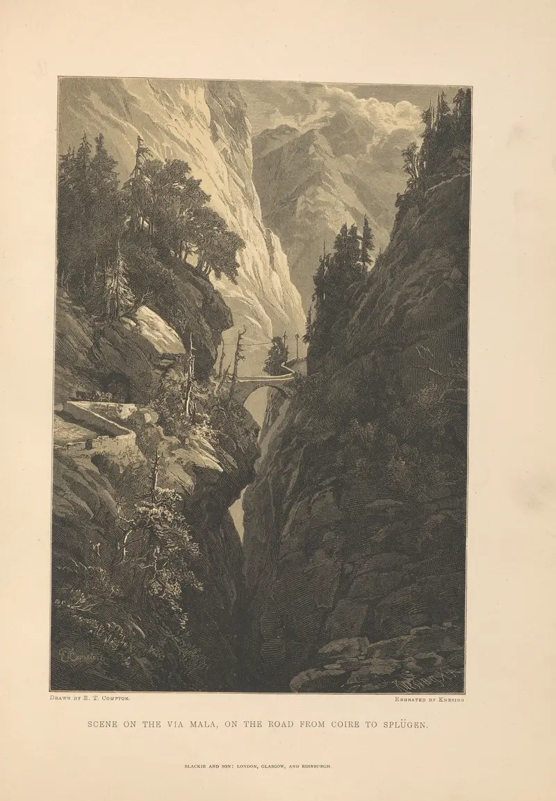 Landscape of the Via Mala, oil on canvas by Theodor Gsell Fels