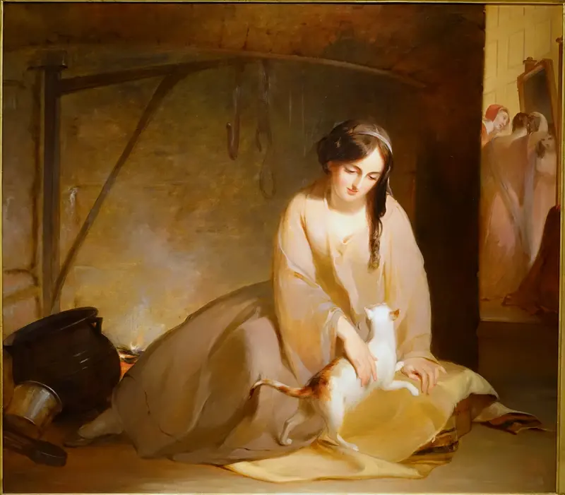 Thomas Sully's 'Cinderella at the Kitchen Fire' depicts a moment of domestic life.