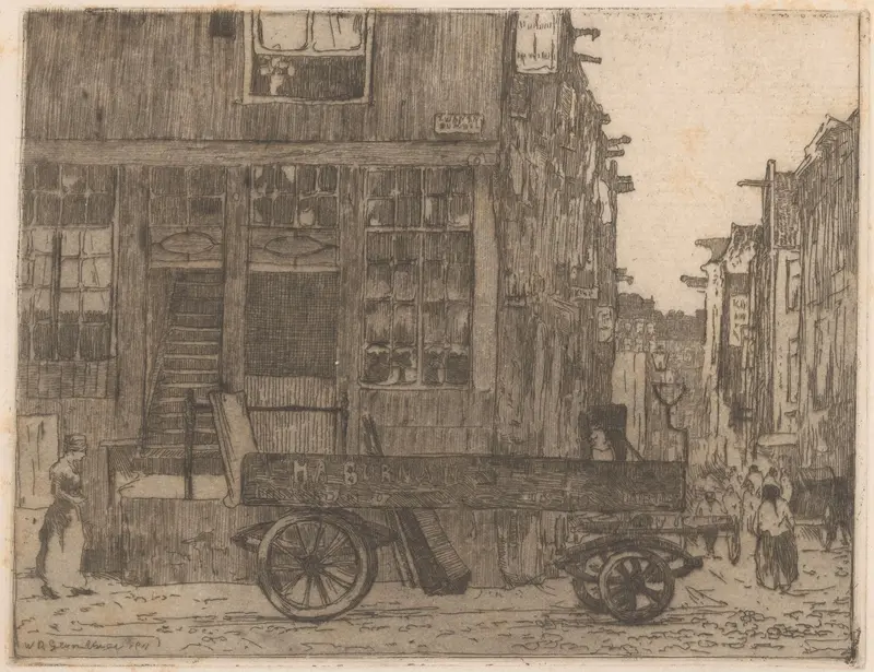 Impressionist landscape by Willem Adrianus Grondhout, depicting Zwanenburgwal in Amsterdam.