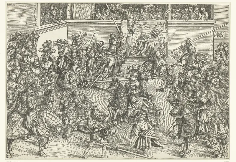 Tapestry depicting the death of a lion by Lucas Cranach, 1509, paper