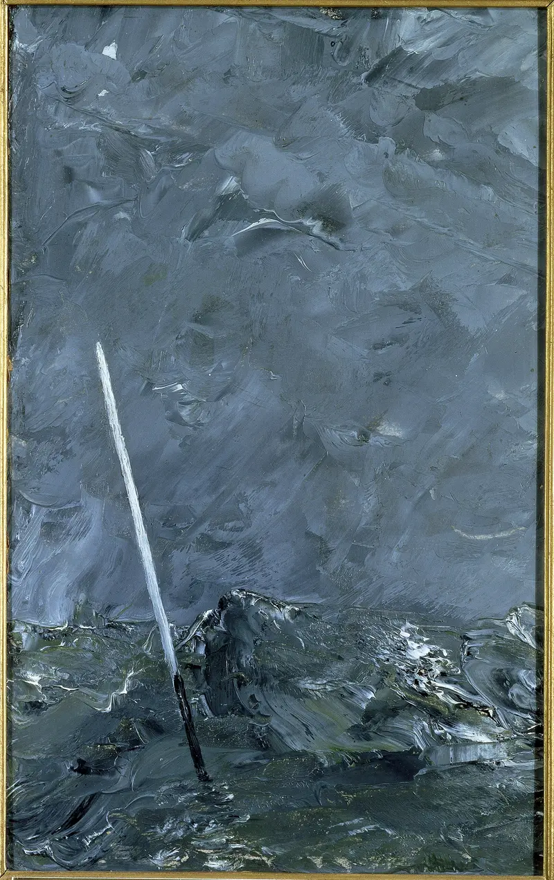 Stormy sea with a buoy, oil on canvas by August Strindberg