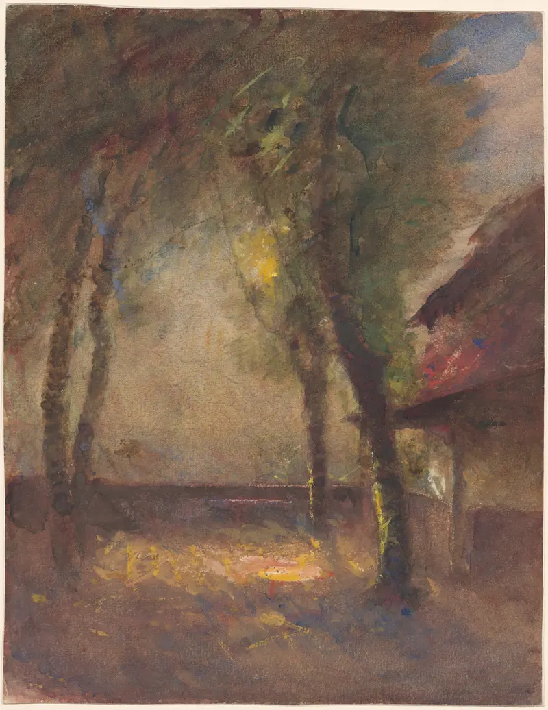 Landscape of The Terrace of the Ravier House in Morestel by François-Auguste Ravier, oil painting