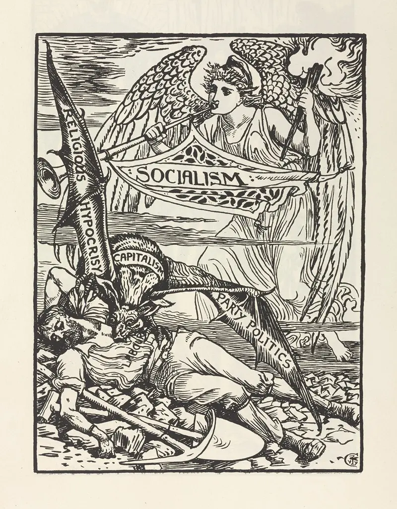 Walter Crane's 'Cartoons for the cause Pl.4' features intricate designs and vibrant colors.