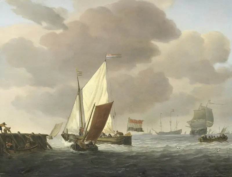 Ships near the Coast in Windy Weather, oil painting by Willem van de Velde the Younger