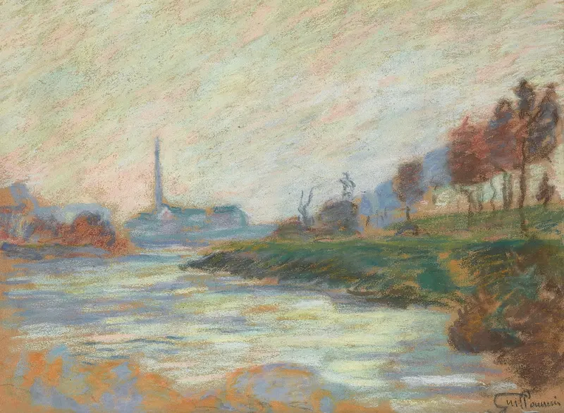 Landscape with river and reflections, oil painting by Armand Guillaumin
