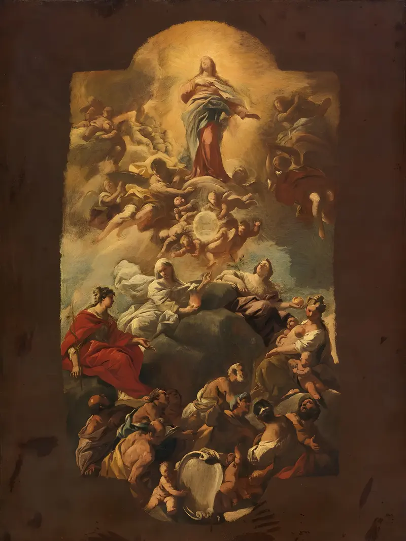 Luca Giordano's 'The Assumption Of The Virgin' showcases vibrant colors and dynamic figures.