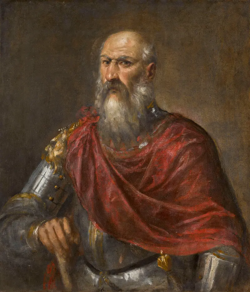 Portrait of a Venetian admiral, probably Francesco Duodo, by Titian, depicting a nobleman in a fur-trimmed robe.