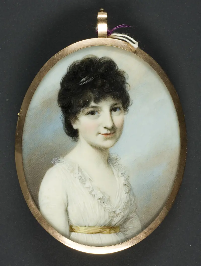 Portrait of Charlotte Viscountess Chetwynd by George Engleheart, ivory medium, featuring an elegant figure in a gown.