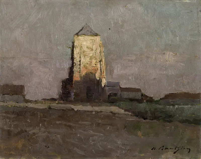 The Church of Mariakerke, oil painting by Albert Baertsoen, highlights intricate architecture and play of light.