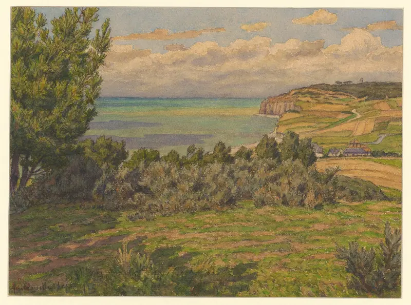 Marine scene with waves and shore by Henri Rivière, oil painting, 1925