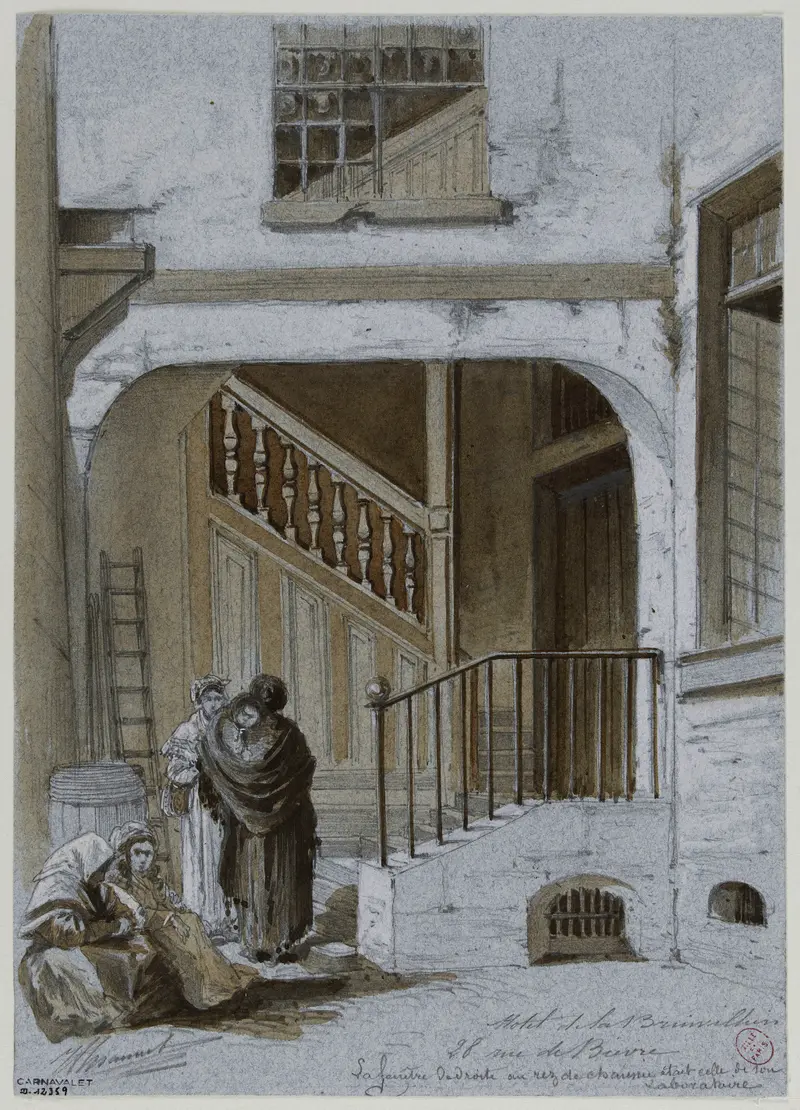 Staircase in a Parisian alley, oil painting by Jules-Adolphe Chauvet