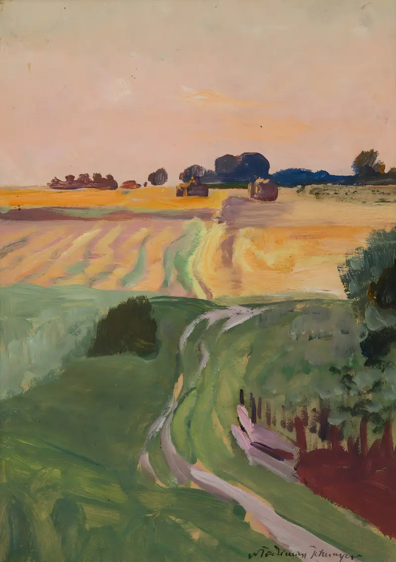 Fields and Cereals Studies by Włodzimierz Tetmajer, oil on canvas depicting fields of grain.