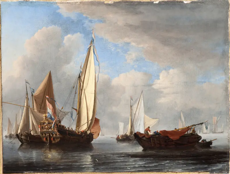 A Yacht and Other Vessels in a Calm, oil painting by Willem van de Velde the Younger