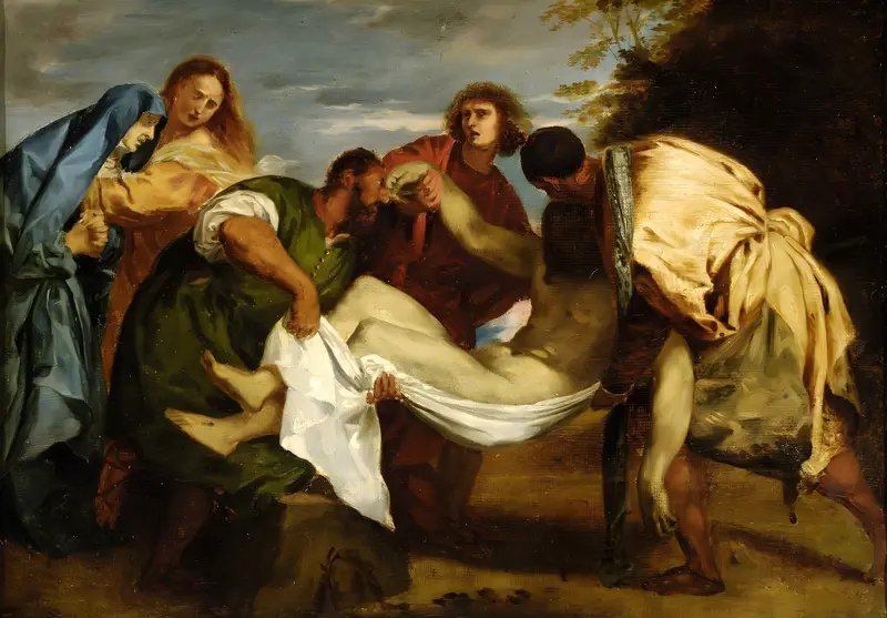 Eugène Delacroix's 'The Entombment' depicts the moment after Christ's crucifixion with dramatic emotion.