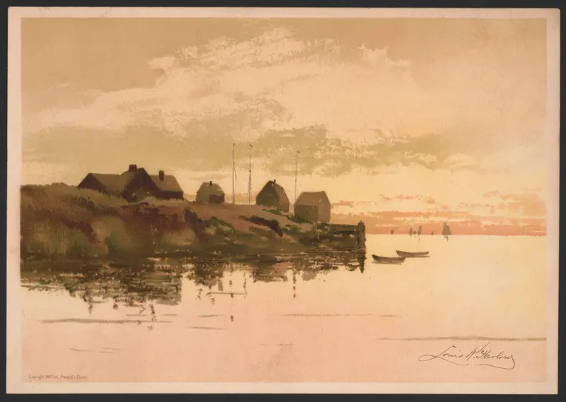 Coastal landscape with ocean waves and trees by Louis Kinney Harlow, oil on canvas