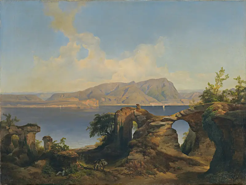 Landscape of Lake Garda by Anton Hansch, oil on canvas
