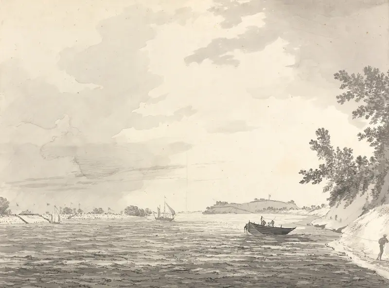 Landscape with foliage by William Hodges, ink on paper