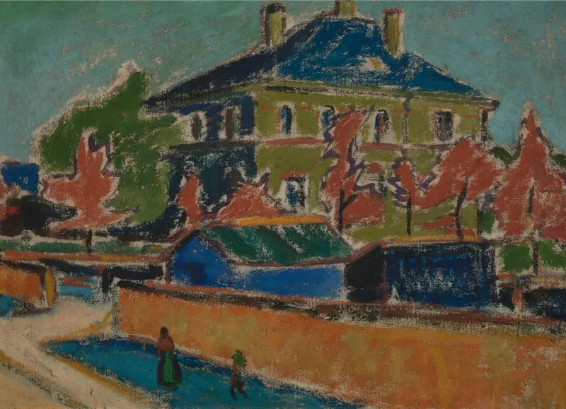 Villa in Dresden, expressionism landscape by Ernst Ludwig Kirchner