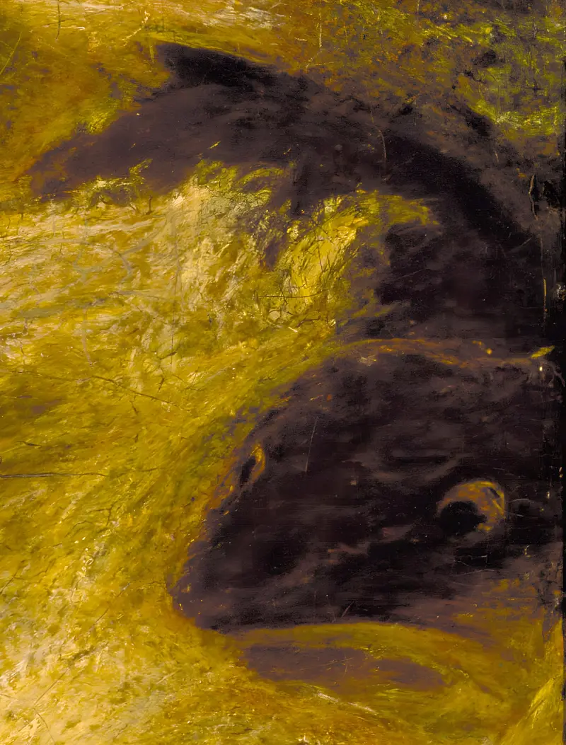 A depiction of the biblical prophet Jonah being delivered from the belly of a great fish amidst turbulent seas.