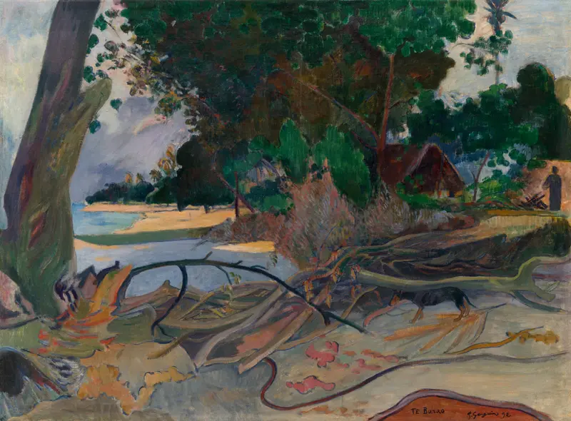 Hibiscus tree in vibrant colors, oil on canvas by Paul Gauguin