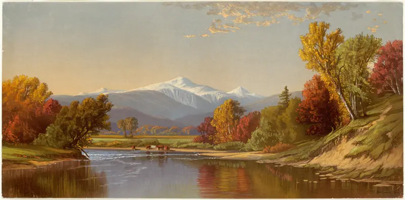 Late Autumn in the White Mountains, oil painting by Alfred Thompson Bricher, featuring autumn foliage.