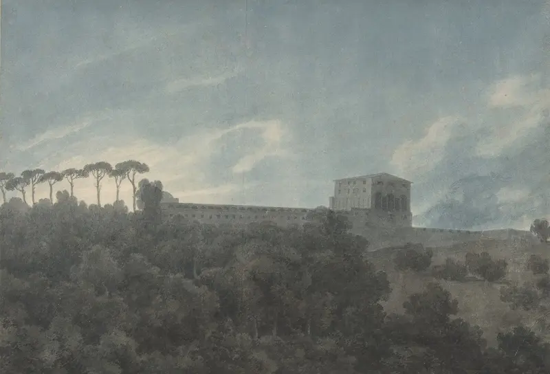 View of the Villa Lante on the Janiculum in Rome, watercolor on paper by John Robert Cozens