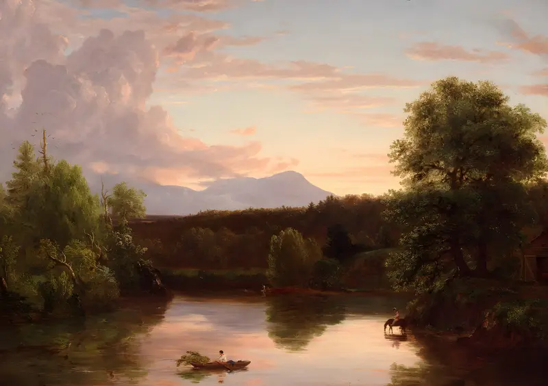 Thomas Cole's 'North Mountain and Catskill Creek' captures a serene landscape.