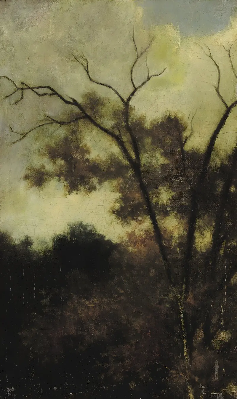 Woodland landscape by Charles François Daubigny, depicting a serene forest path in oil.