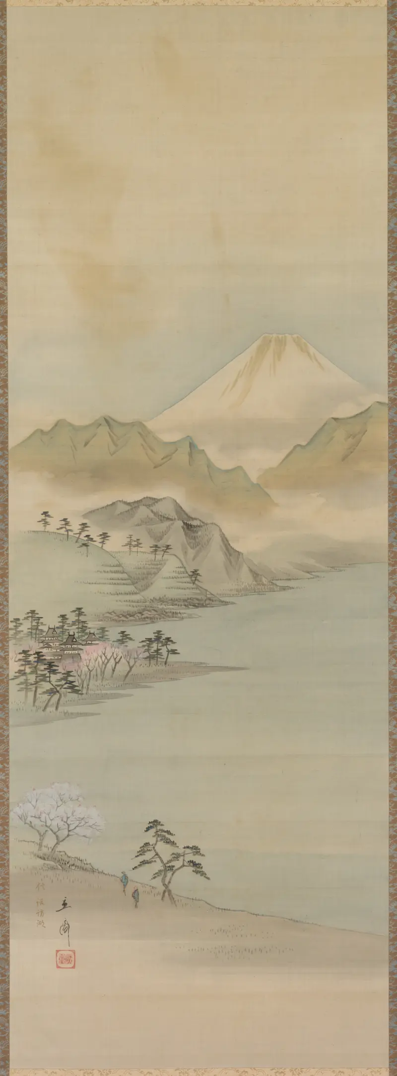 Lake Suwa by Utagawa Hiroshige, Ukiyo-e, depicting a serene landscape with a sunset over the lake.