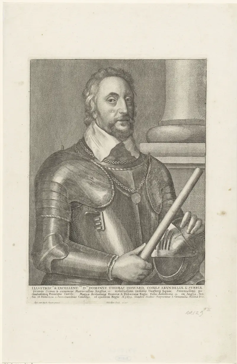 Portrait of Thomas Howard, graaf van Arundel, etching by Wenceslaus Hollar