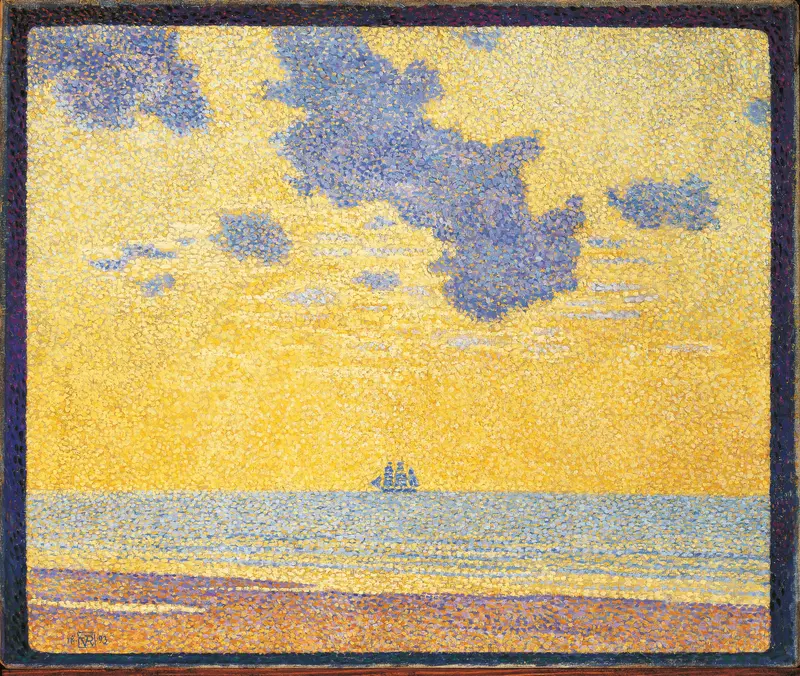 Landscape with clouds in blue and white, oil on canvas by Theo van Rysselberghe