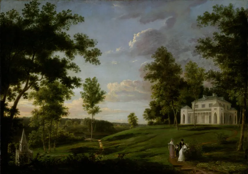 Southeast view of Sedgeley Park, oil on canvas by Thomas Birch