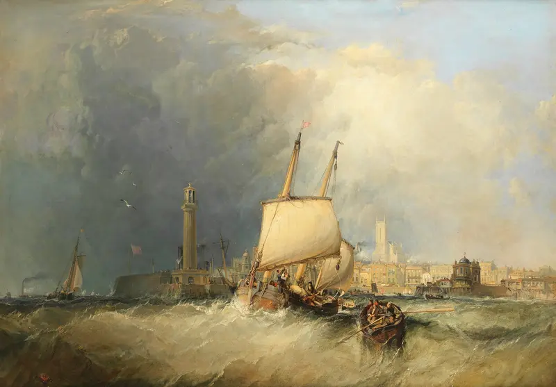 Margate by George Chambers, oil on canvas depicting a tranquil marine scene.