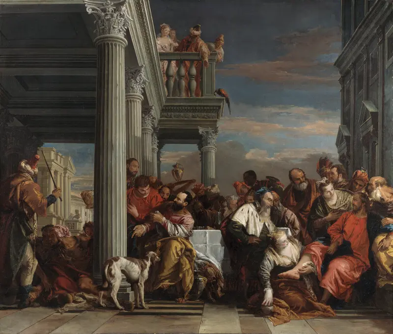 A depiction of Christ in a domestic setting, showcasing Tiepolo's vibrant colors and intricate details.