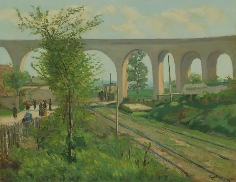 The Arcueil Aqueduct at Sceaux Railroad Crossing, oil on canvas by Armand Guillaumin