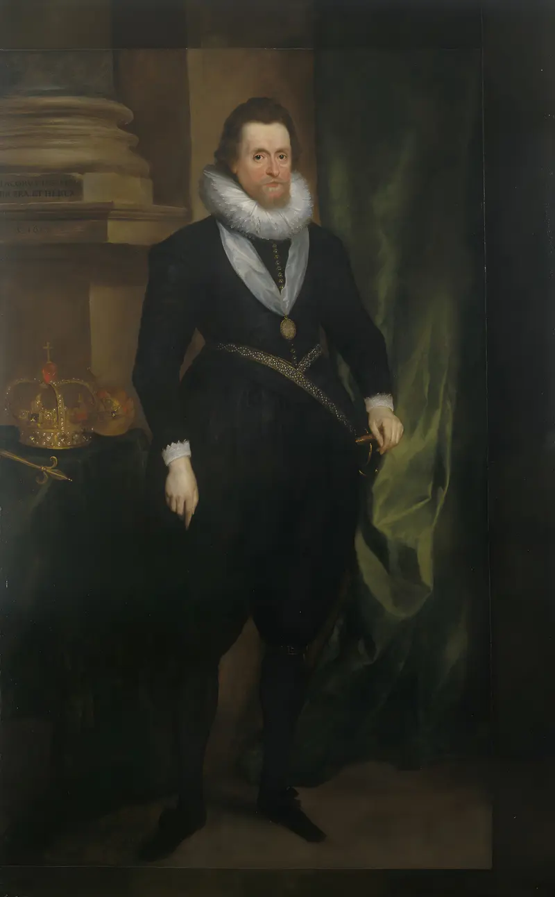Portrait of James I & VI by Anthony van Dyck, showcasing the king in royal attire.