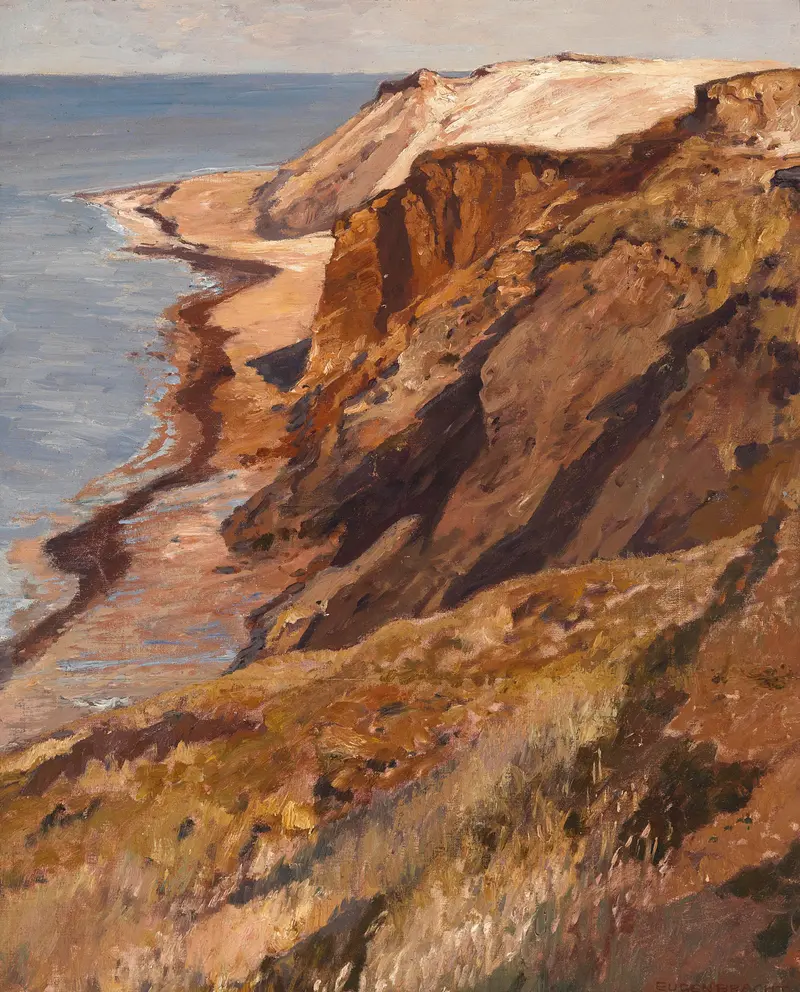 Küste auf Sylt by Eugen Bracht, oil painting of a tranquil coastal landscape