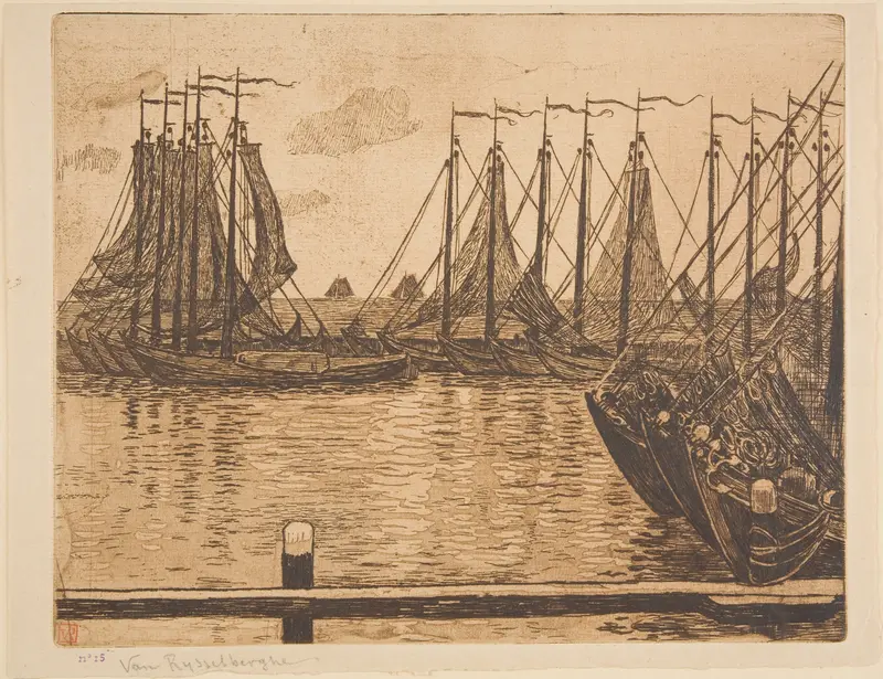 Flotille de pêche – Volendam, oil on canvas by Theo van Rysselberghe