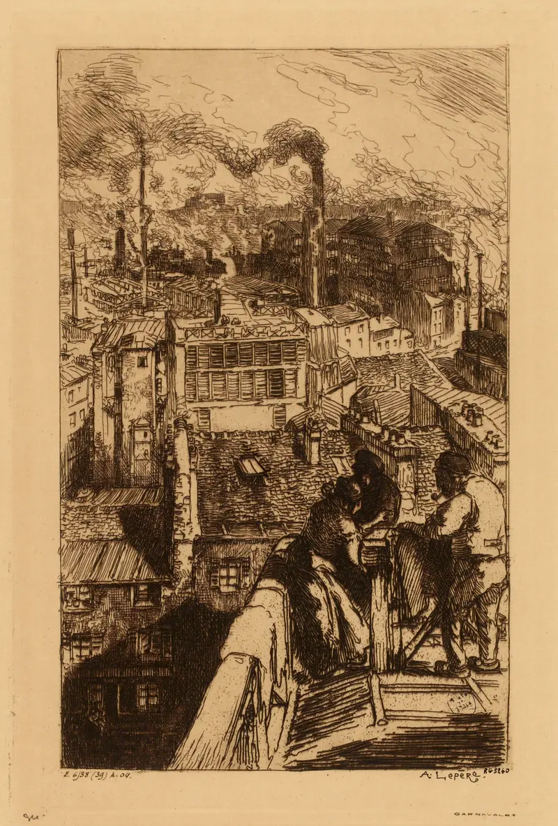 Landscape depicting ruins and foliage by Auguste Lepère, 19th century