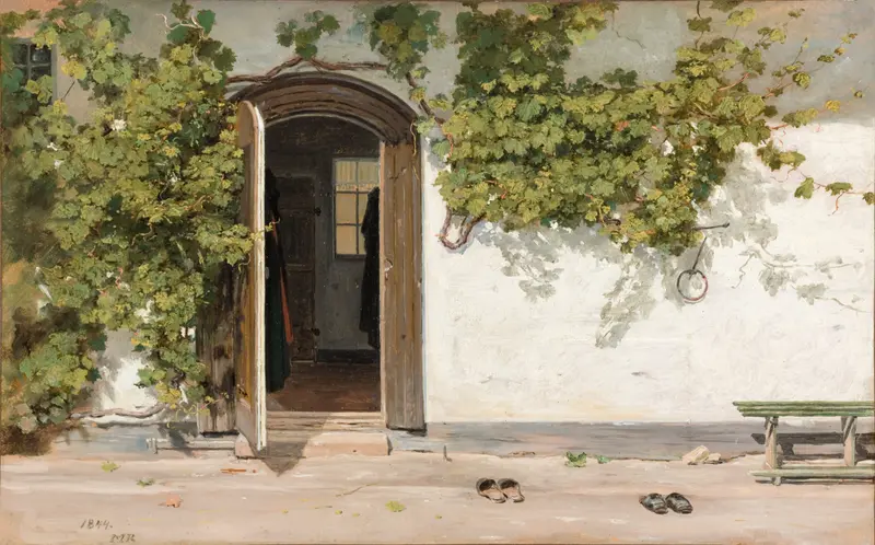 Genre scene with lively figures at an inn, oil painting by Martinus Rørbye