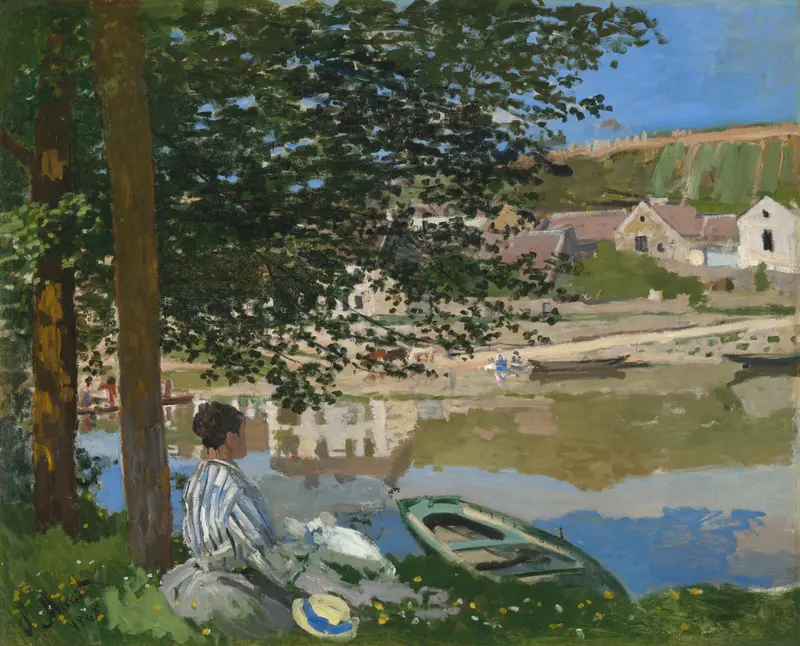 Oil painting by Claude Monet depicting the Seine with vibrant reflections and light.