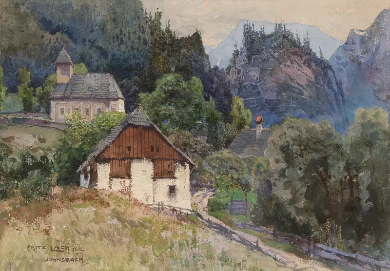 Landscape of Johnsbach in Gesäuse by Fritz Lach, oil painting