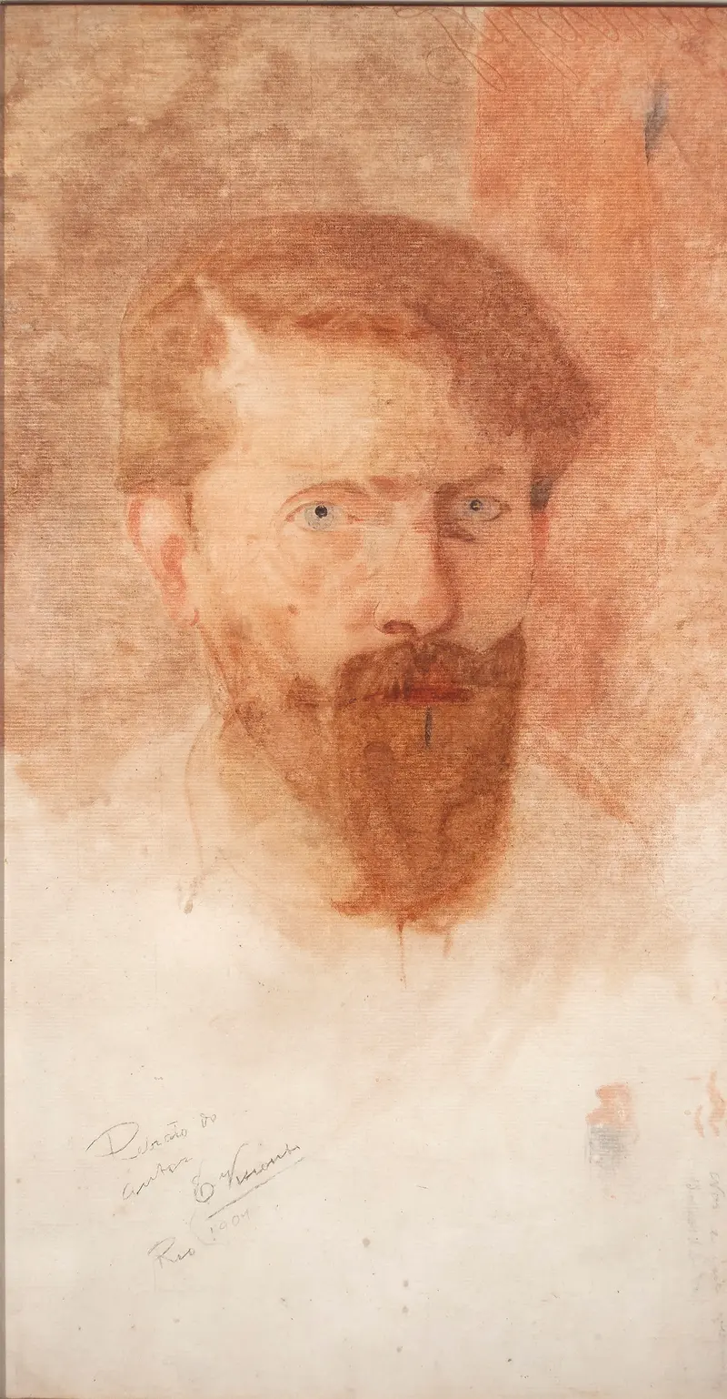 This artwork features a self-portrait of the artist Eliseu Visconti.