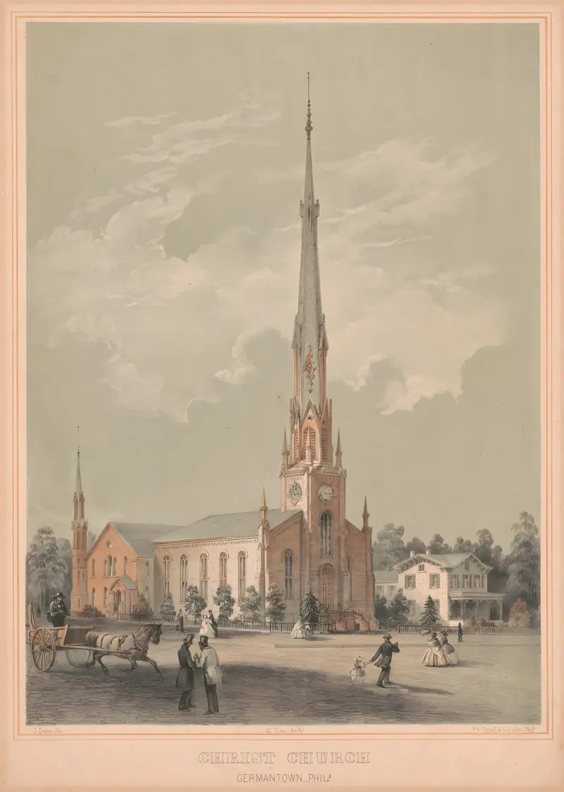 Gothic architecture of Christ Church, Germantown by James Fuller Queen, 1857