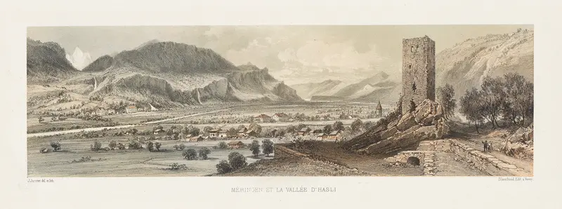 Landscape of Méringen et la vallée d’Hasli by Jean Jacottet, oil painting